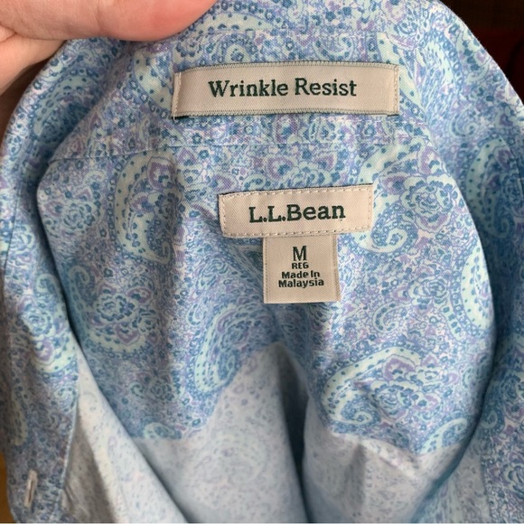 L.l.bean BUTTON UP BLOUSE IN BLUE PAISLY PRINT SIZE MEDIUM - Picture 8 of 11